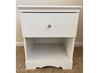 Small White Particle Board Night Stand.
