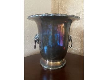 Large Leonard Silverplate Champagne Bucket With Tiger Handles