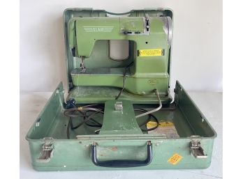 Elna Sypermatic Green Sewing Machine In Case.