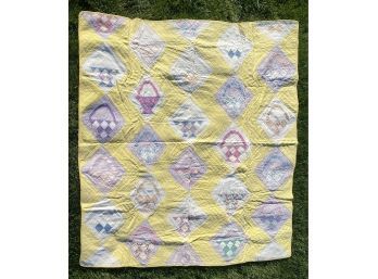 Handmade Quilt With Basket Patterns