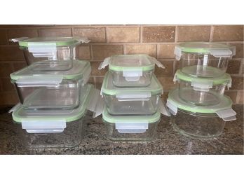 Collection Of Glass Containers With Plastic Locking Lids
