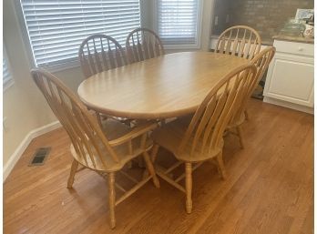 Solid Wood Oval Dining Room Table With 6 Chairs