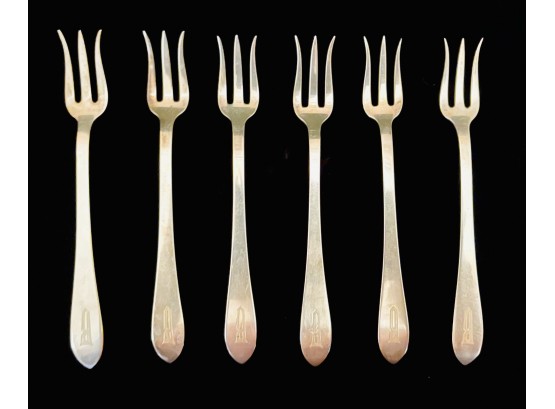 6 Antique Sterling Silver Forks- 3.4 Oz.