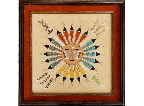 'Sun & Eagle With 4 Sacred Plants', Sand Art- New Mexico