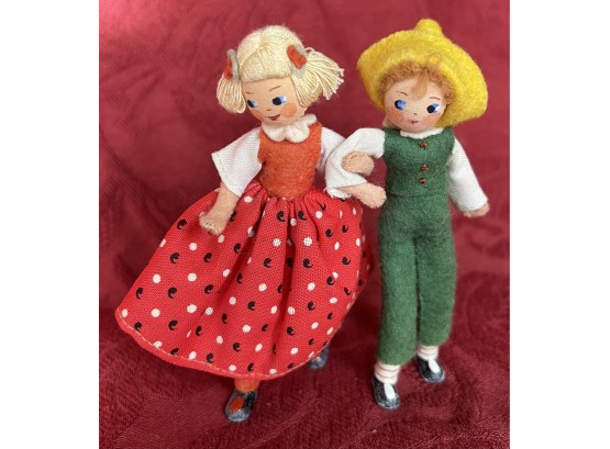 Vintage Bartel & Von Arps Cloth Jack And Jill Dolls