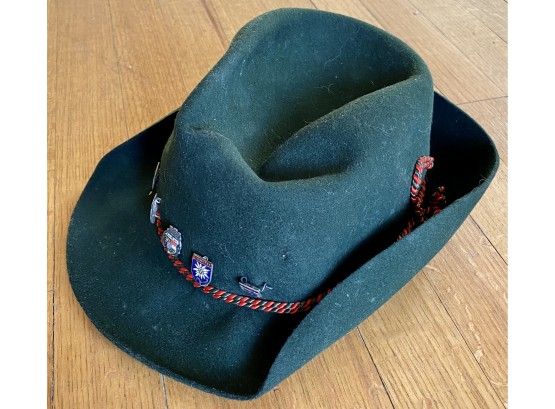 Vintage Green Wool Felt German Hat With Pins