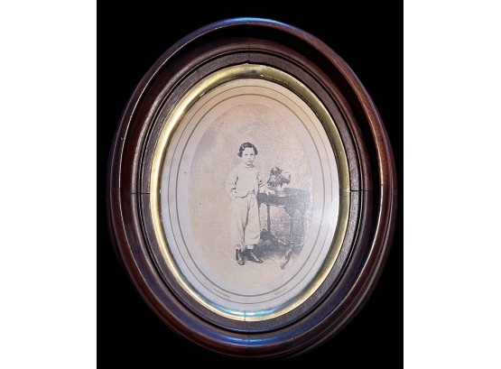 Antique Photo Of Young Boy In Oval Frame