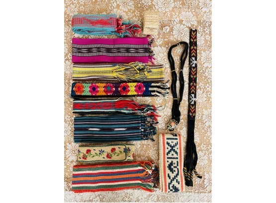 Lot Of Handwoven Central America Cloth Sashes, Belts And More