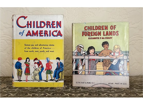 2 Book Lot Vintage Children's Stories From America & Foreign Lands Both With Dust Jackets