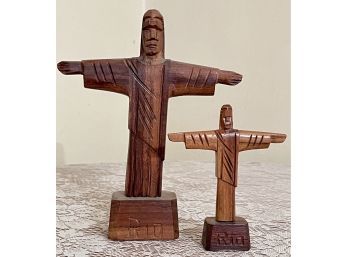 Carved Wood Christ Redeemer Souvenir From Rio De Janeiro