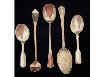 Antique Sterling Silver Spoons 5 Pc. Lot- 81.9 Grams