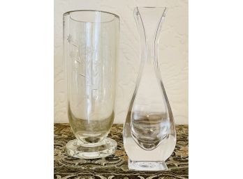 2  Heavy Glass Vintage Vases