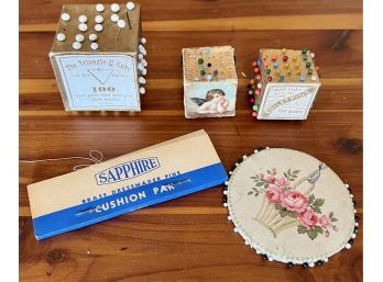 Antique Straight Pin Cubes & Cards (5 Pieces Total)