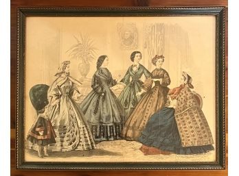 Antique Framed Pictures Of Group Of Women, Currier And Ives Style, 12' X 10'