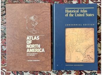 2 Large National Geographic Atlas Of North America & Historical Atlas Of The U.S.