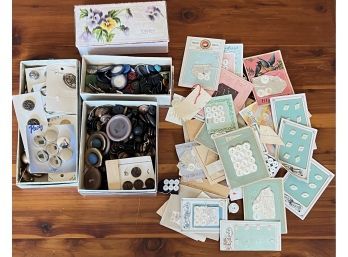 Lot Antique Buttons, Many Unused