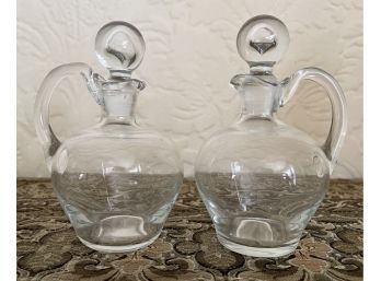 2 Vintage Glass Vinegar & Oil Cruets