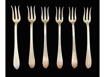 6 Antique Sterling Silver Forks- 3.4 Oz.