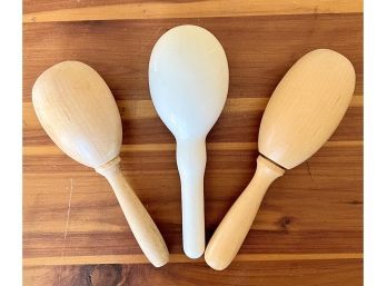 Antique Darning Eggs With Handles, (2) Wood (1) Celluloid