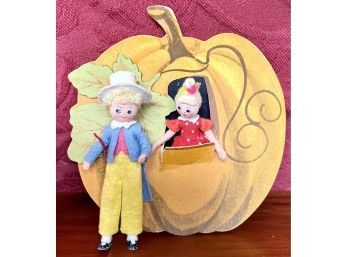 Vintage Bartel & Von Arps Cloth Peter Pumpkin Eater With Wife And Pumpkin
