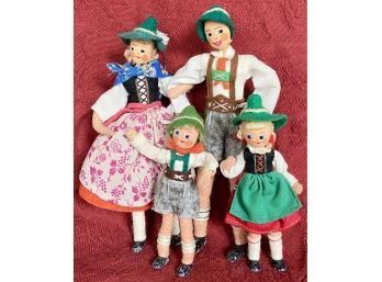 Vintage Bartel & Von Arps Cloth Bavarian Family With 2 Children, 3.5'