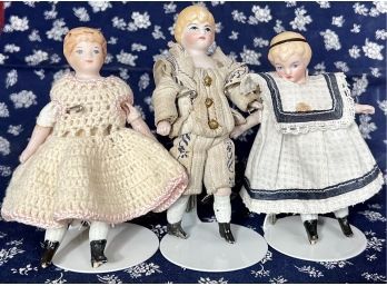 Three Antique Bisque Dolls With Articulated Bodies