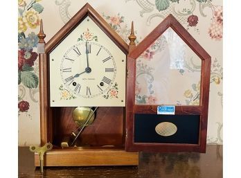 Vintage Seth Thomas A200 Series 8 Day Pendulum Clock In Cherry Wood Case With Glass Accent