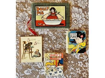 4 Antique Mini Children's Books Including Dolly Pie