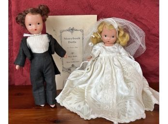 Vintage 1940s Nancy Ann  Wedding Couple Dolls, 5 Inches Tall