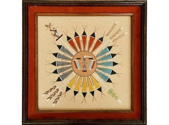 'Sun & Eagle With 4 Sacred Plants', Sand Art- New Mexico