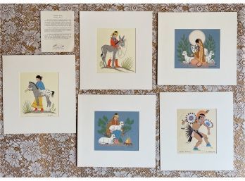 5 Silkscreen Prints By Navajo Artist Harrison Begay