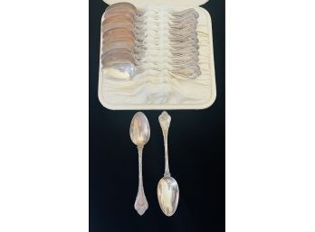 Antique Whiting MFG. Co. NY 12 Pc. Sterling Silver Spoon Set In Original Box-13.08 Oz