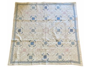 Antique Quilt With Blue Edge, 76 X 79