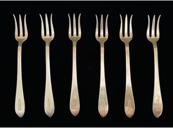 6 Antique Sterling Silver Forks- 3.4 Oz.