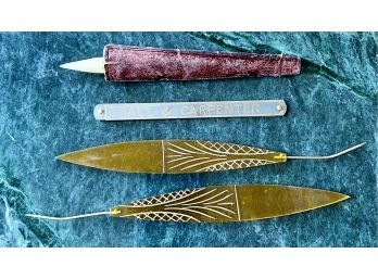 Antique Sewing Notions, Including Folding Ruler And More