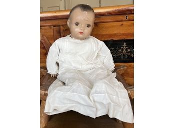 Antique Composition Baby Doll (Extensive Cracking Throughout), 20', With Sleep Eyes