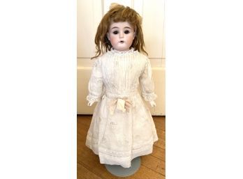 Antique German Edmund Ulrich Steiner  Bisque Doll With Sleep Eyes, Original Wig, 17' Tall