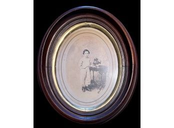 Antique Photo Of Young Boy In Oval Frame