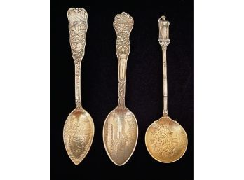 Antique Sterling Silver Souvenir Spoons 3 Pc. Lot- 84.2 Grams