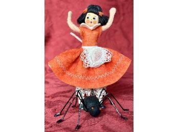 Vintage Bartel & Von Arps Cloth Miss Muffet Doll With Spider