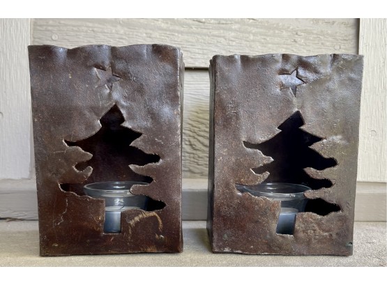 2 Metal Christmas Tree Luminarias