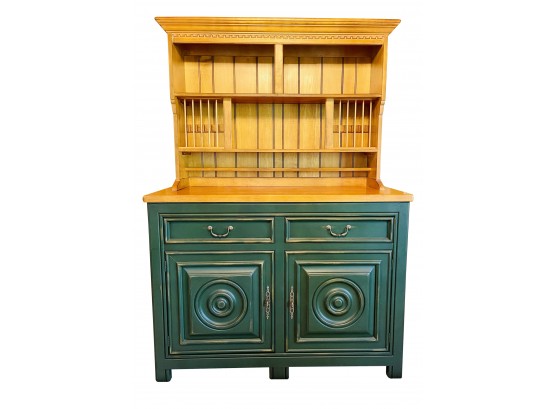 Wonderful Drexel Dining Room Hutch With Open Top & Solid Wood Green Base