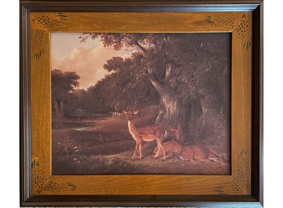 Framed Picture On Canvas 'Deer In Woods'
