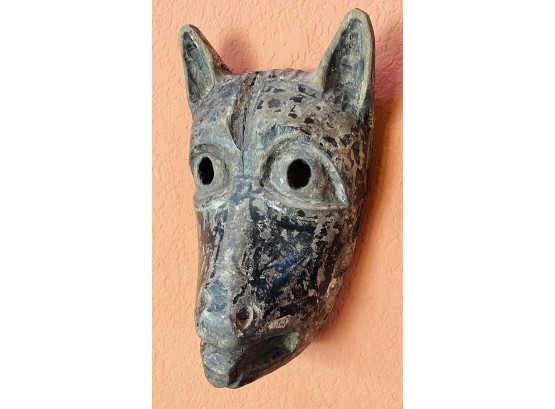 Carved Wood Wolf Mask