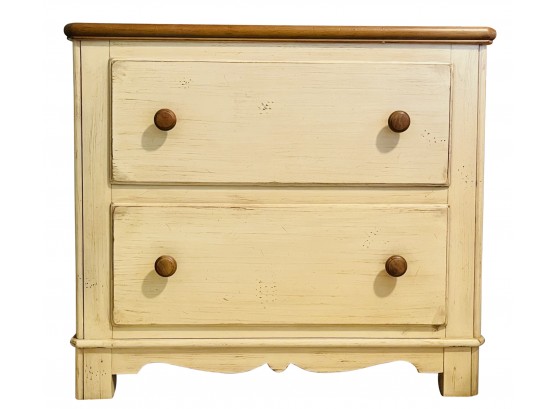 Drexel 2 Drawer Solid Wood Chest With Natural Finish Top & Ivory Base