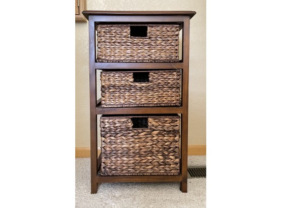 Wood Side Table With Woven Drawers By Pier 1 Imports