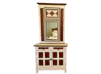 Habersham Plantation Painted Wall Console Cabinet With Mirror