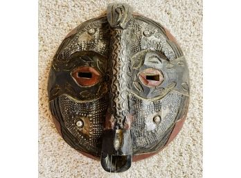 Carved Wood Tribal Mask Wall Decor