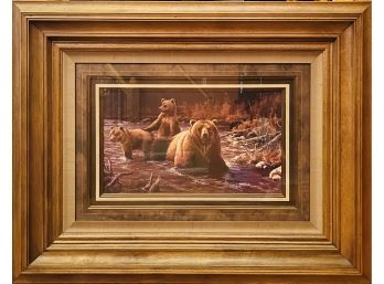 Large Framed Bears In River Print 'the Brothers' With Custom Matting And Frame