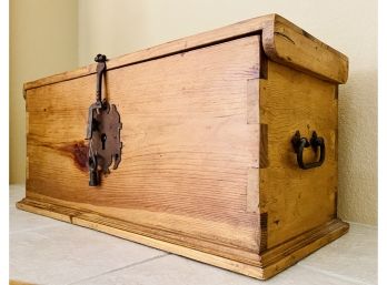 Small Rustic Wood Trunk With Metal Hardware